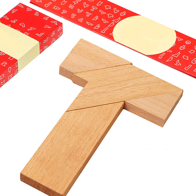 🧩50 % de réduction🌲Puzzle en Bois en Forme de T🧠Éducatif, Logique & Durable !