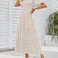 ⏰Robe longue fluide pour femme, style décontracté, à imprimé floral, manches flottantes, smockée et taille haute