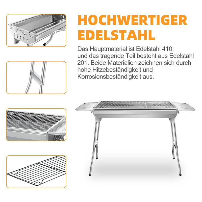 🔥✨ PROMO -50% ! Barbecue Charbon Pliable Acier Inox – Compact, Portable & Parfait pour Camping ou Jardin