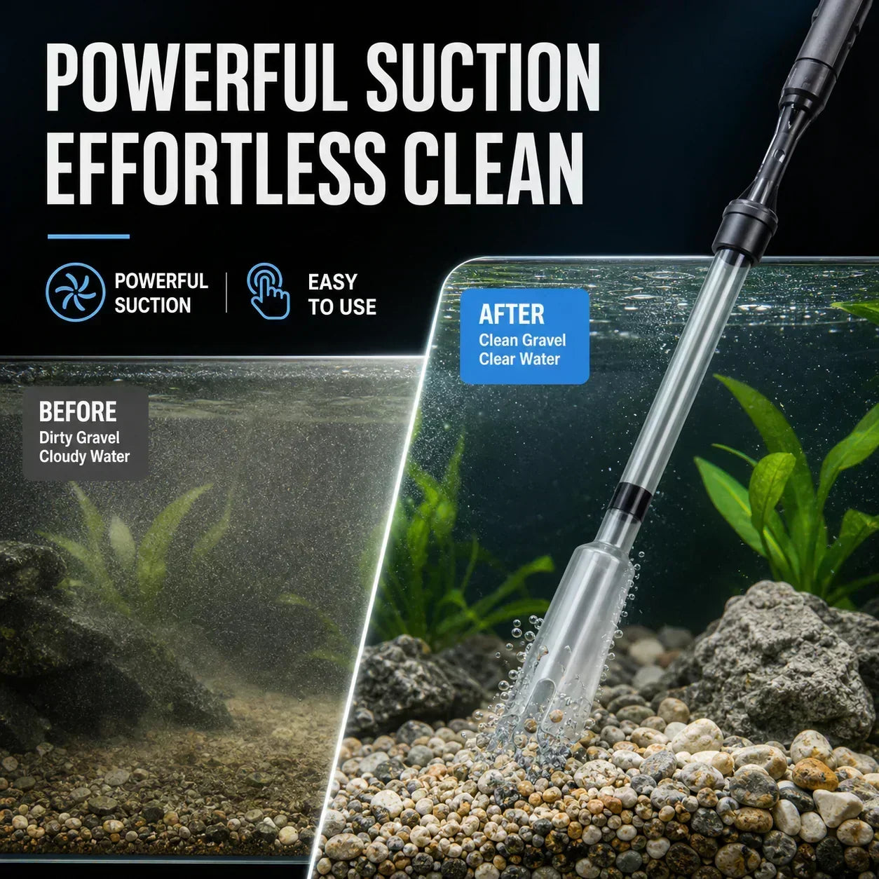 💕🔥Aspirateur de Fond Électrique pour Aquarium – Nettoie le Gravier & Renouvelle l’Eau en Même Temps !