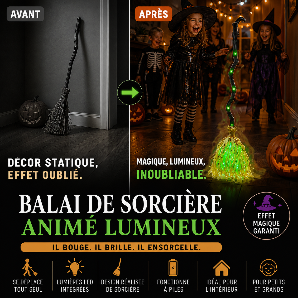 🎉 Soldes 2026 — Plus de 23 900 vendus!🔥 Décoration de Balai de Sorcière Électrique pour Hallow