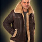 Blouson pilote classique B-3 - Blouson aviateur en cuir pour homme avec doublure en peau de mouton