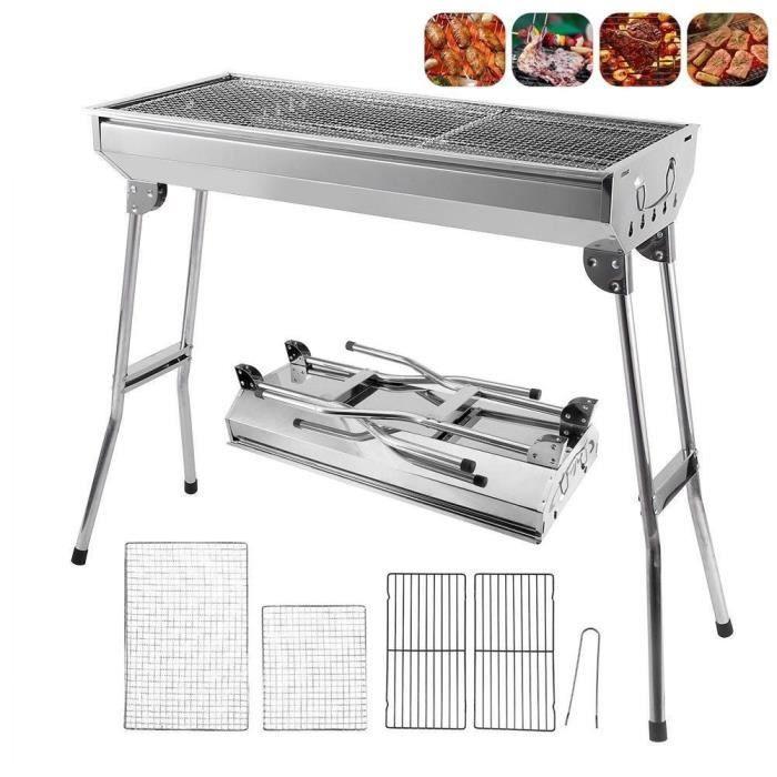 🔥✨ PROMO -50% ! Barbecue Charbon Pliable Acier Inox – Compact, Portable & Parfait pour Camping ou Jardin