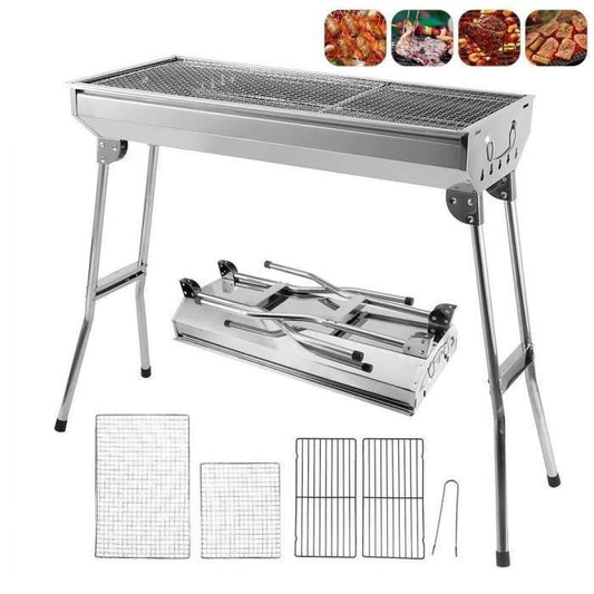🔥✨ PROMO -50% ! Barbecue Charbon Pliable Acier Inox – Compact, Portable & Parfait pour Camping ou Jardin