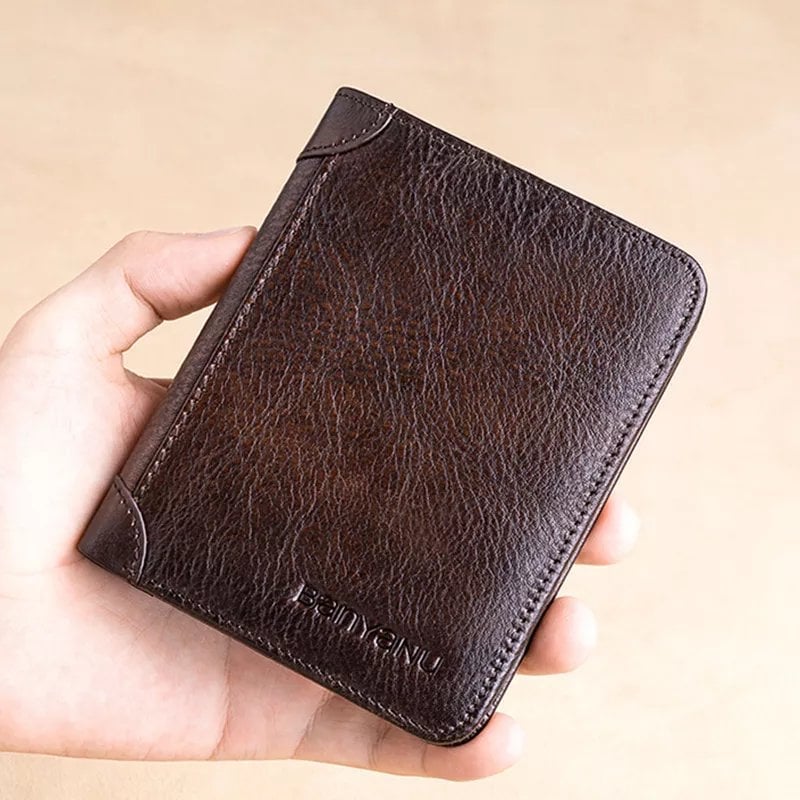 👛 50% DE RÉDUCTION! 🔥 Portefeuille Homme en Cuir Véritable avec RFID – Ultra-Fin, Grande Capacité & Protection (Marron/Café/Bleu) Pour Un Usage Quotidien Sécurisé 💳