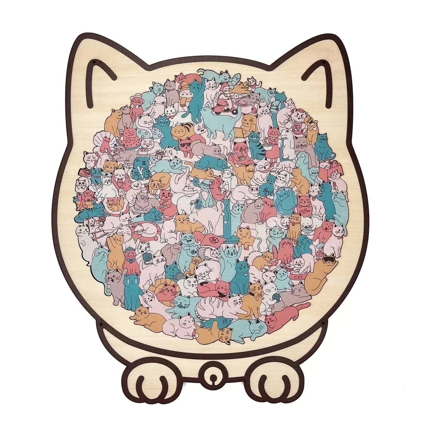 🎅Soldes de Noël 50% de réduction🐱Puzzle en bois représentant un chat aux couleurs Morandi, 135 pièces🎁