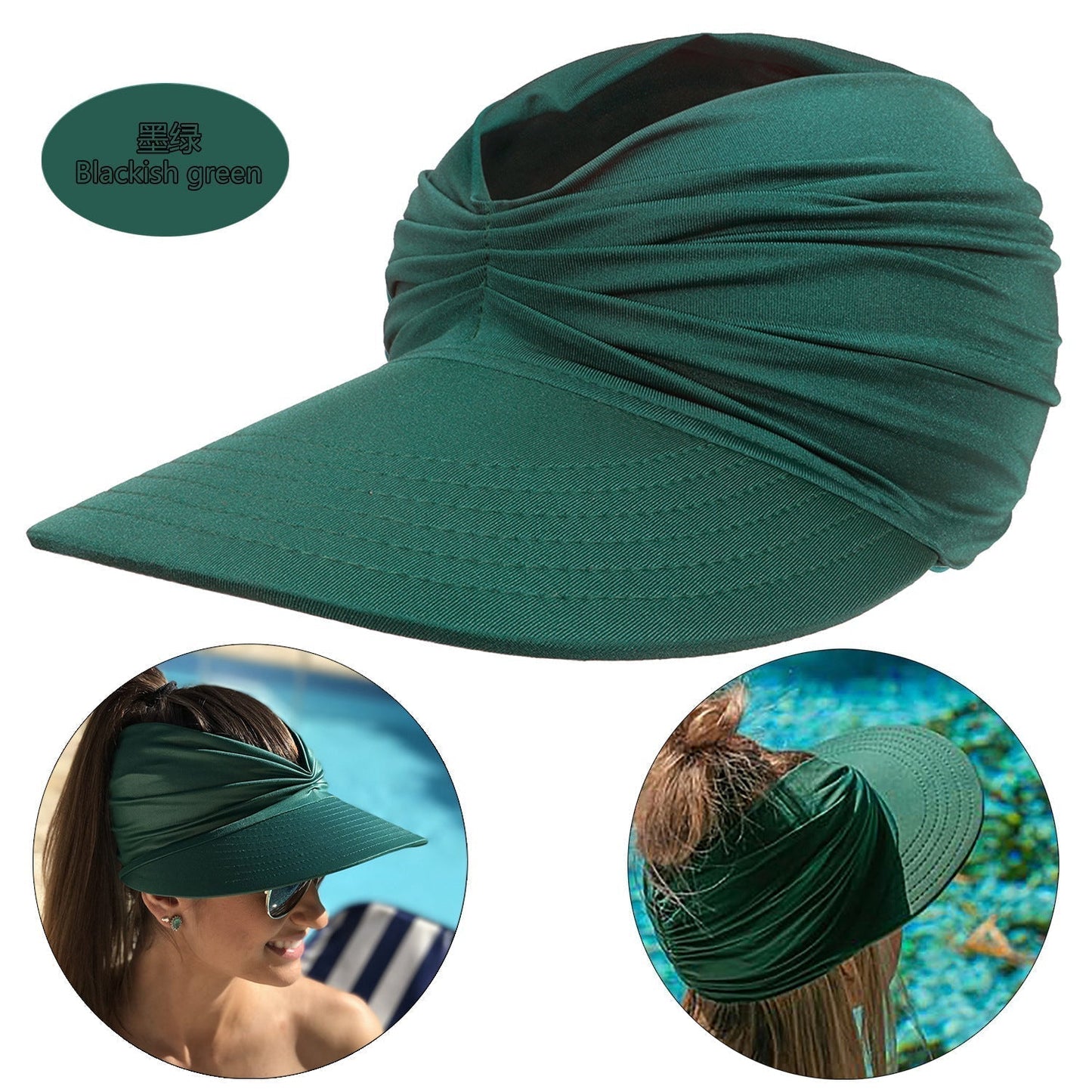 Visière Solaire UPF 50+ avec Trou pour Queue de Cheval | Casquette Pliable Plage & Golf Femme