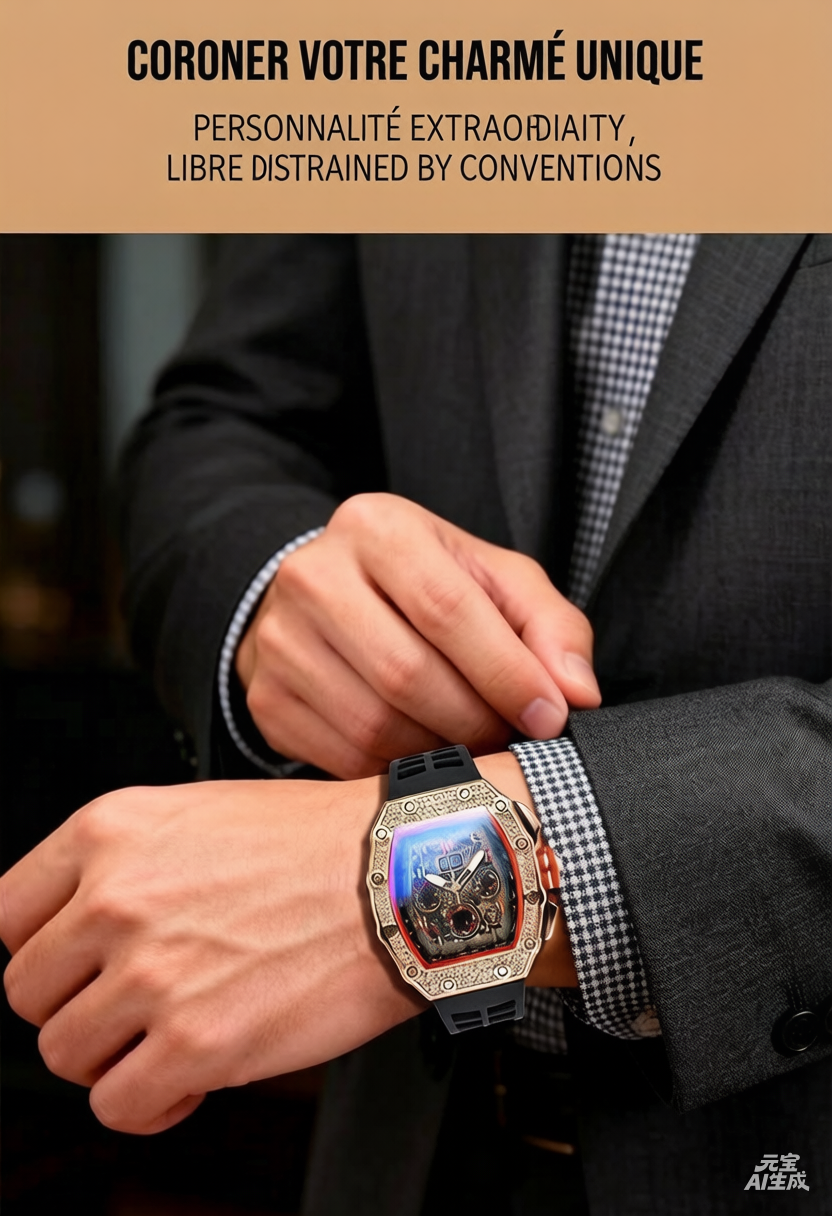 ⌚💎 PROMO FLASH 50% ! Montre Homme de Luxe Forme Tonneau avec Strass – Édition Limitée, Cadran Cristal, Design Unique & Élégant ✨