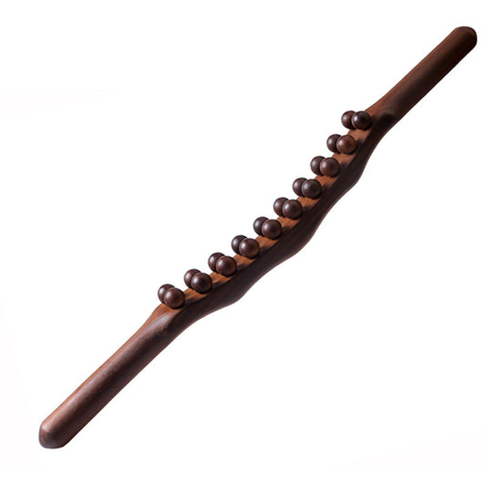 🪵 Bâton de Massage Lymphatique en Bois — Hêtre Verni, 19 Perles, Ergonomique & Drainant ✨