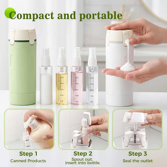 🧳Flacons distributeurs rechargeables 4 en 1 pour le voyage – Compact, étanche & ultra-pratique ✈️🧴