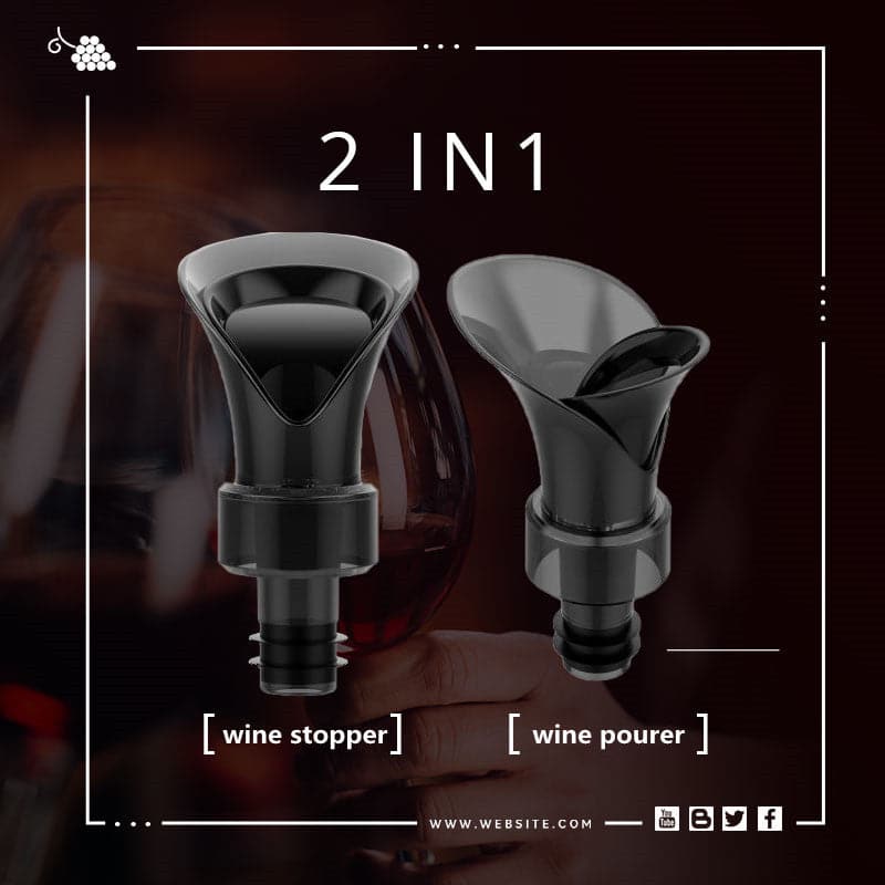 Bouchon de Vin Rouge 2 en 1 - Verseur et Scellant Sous Vide pour Conservation Optimale