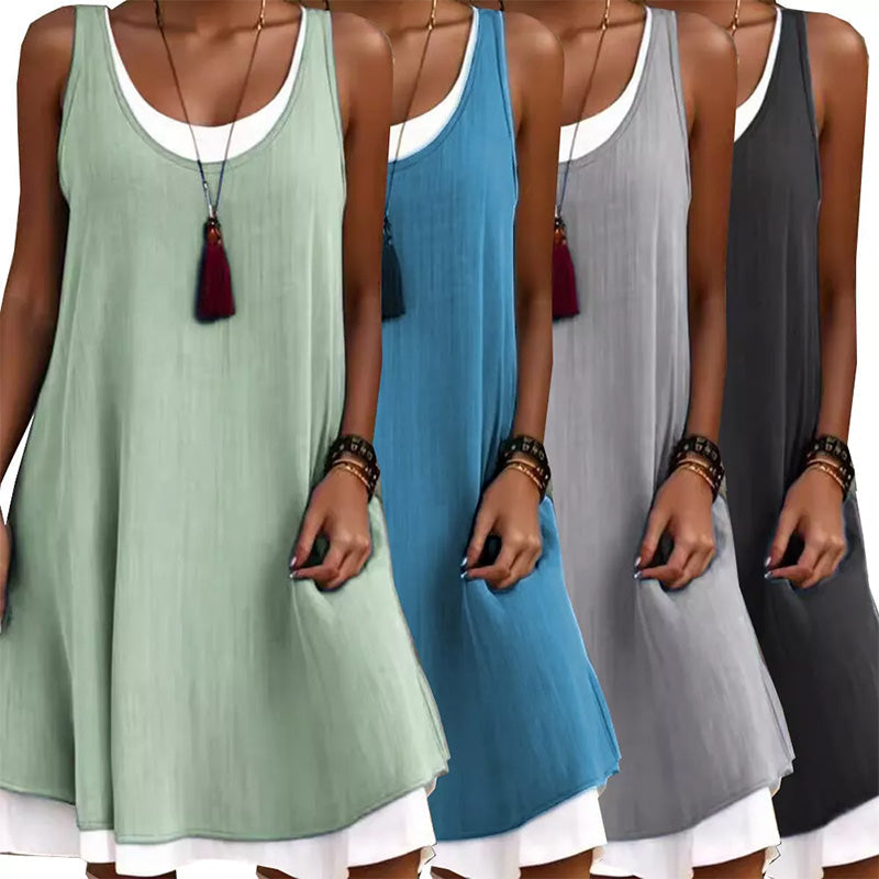 💃Robe débardeur deux pièces décontractée et ample sans manches pour femme