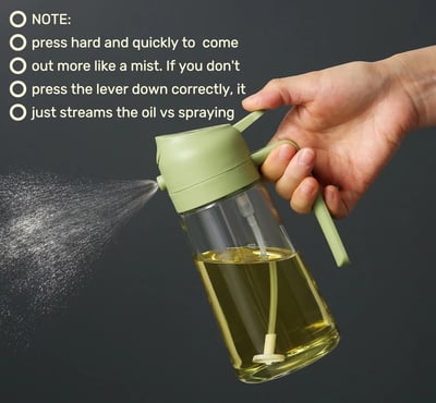 Pulvérisateur et Distributeur d'Huile en Verre 2 en 1 - 600ml