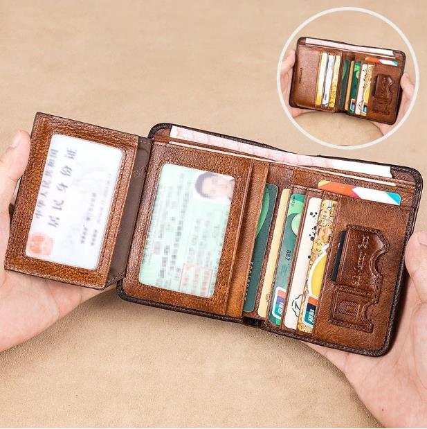 👛 50% DE RÉDUCTION! 🔥 Portefeuille Homme en Cuir Véritable avec RFID – Ultra-Fin, Grande Capacité & Protection (Marron/Café/Bleu) Pour Un Usage Quotidien Sécurisé 💳