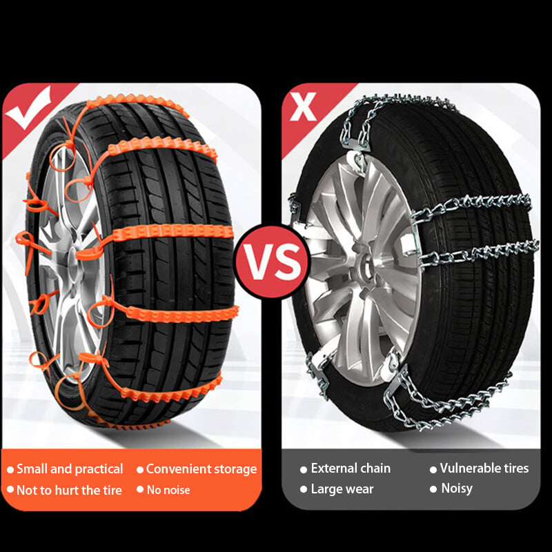 🚗DERNIER JOUR – 50% DE RÉDUCTION✨Chaînes Antidérapantes en Nylon – Installation en 10s, Résistent à -35°C, pour Neige, Glace & Boue ! ❄️🔒
