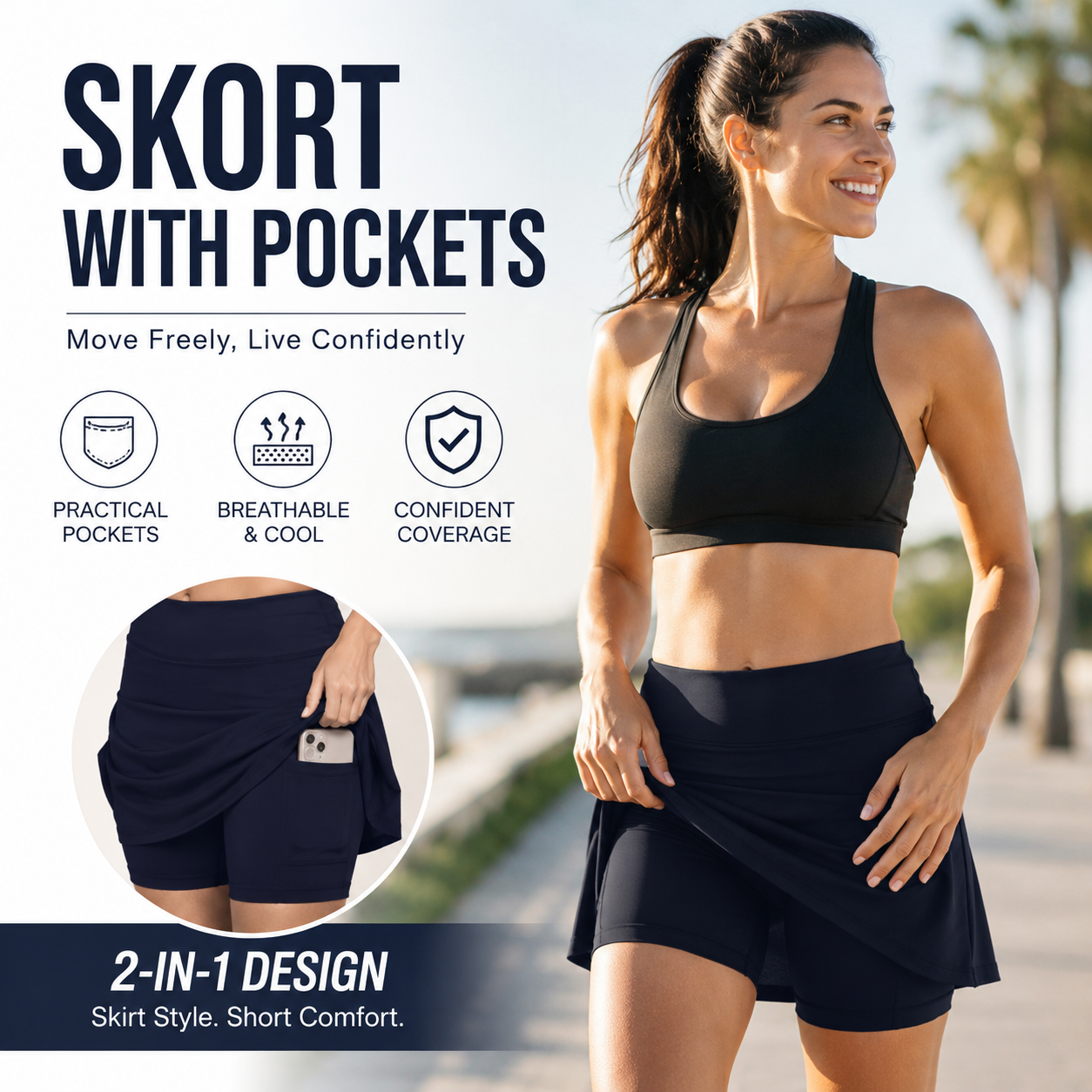 🌞 50%OFF TODAY ONLY! 🏃‍♀️ Anti-Chafing Active Skort ✨ Built-In Shorts, Ultra-Soft Comfort & Move Freely All Day