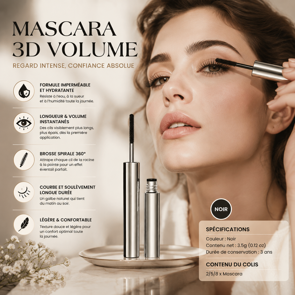 💄 Un acheté, un offert ✨Mascara Waterproof Effet Naturel