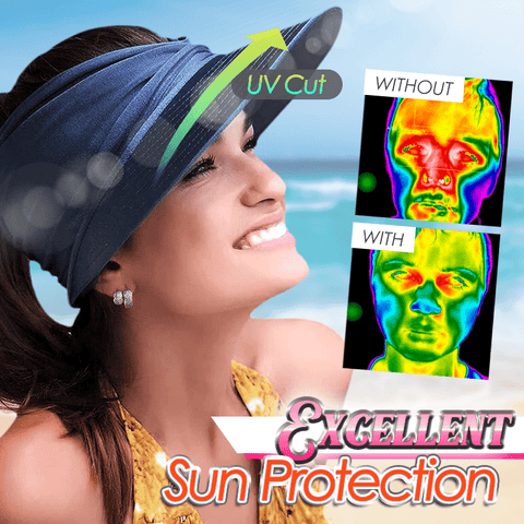 Visière Solaire UPF 50+ avec Trou pour Queue de Cheval | Casquette Pliable Plage & Golf Femme
