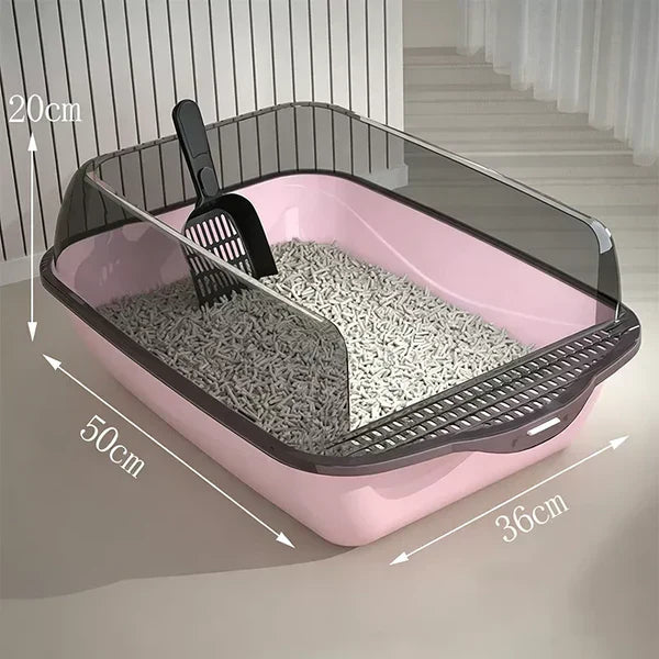 🐱PROMO LIMITÉE 50% DE RÉDUCTION🧹Bac à Litière Semi-fermé avec Protection Anti-éclaboussures – Garde les Sols Propres, Inodore & Facile à Nettoyer💐