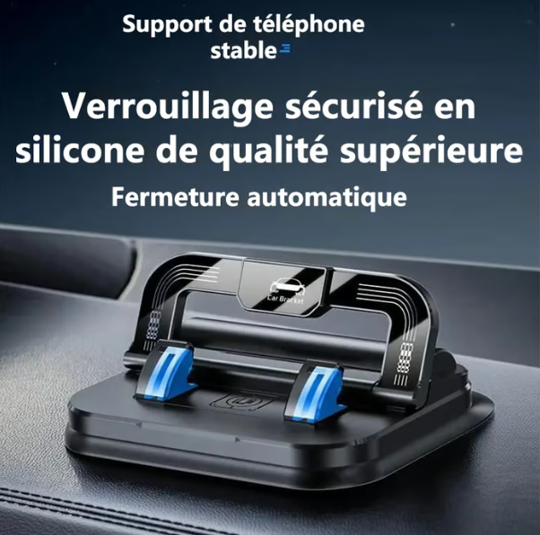 🚗 50 % DE RÉDUCTION EN CE MOMENT ! ✨Support de téléphone pour voiture 🔄 | Orientable à 360° · Verrouillage à une main en 0,1 s · Antidérapant et n'abîme pas le tableau de bord · Étanche et résistant aux taches
