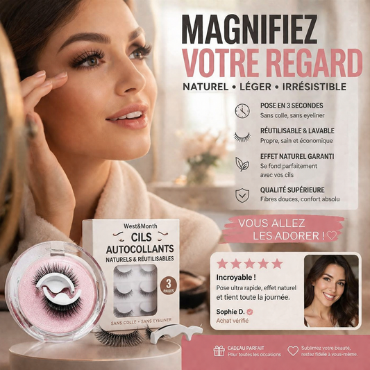 👀✨ Cils Auto-Adhésifs Réutilisables — Sans Colle, Application 3 Secondes, Regard Glamour Naturel