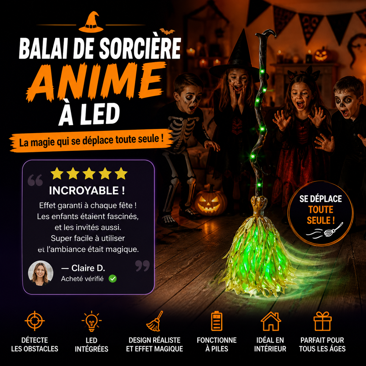 🎉 Soldes 2026 — Plus de 23 900 vendus!🔥 Décoration de Balai de Sorcière Électrique pour Hallow