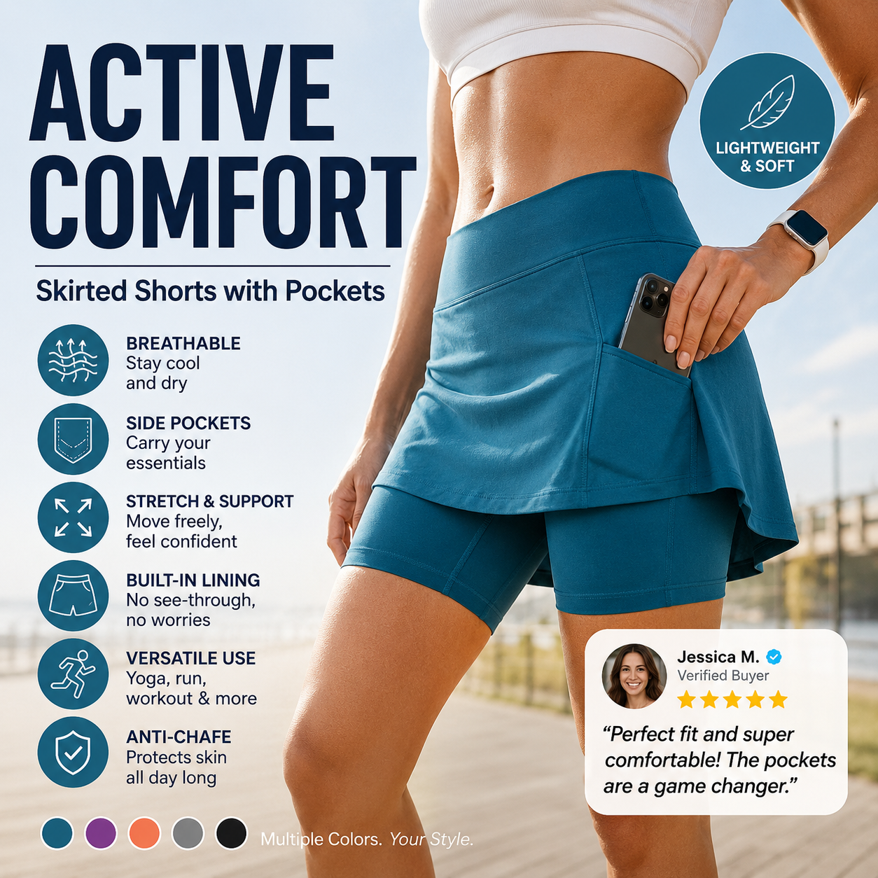 🌞 50%OFF TODAY ONLY! 🏃‍♀️ Anti-Chafing Active Skort ✨ Built-In Shorts, Ultra-Soft Comfort & Move Freely All Day