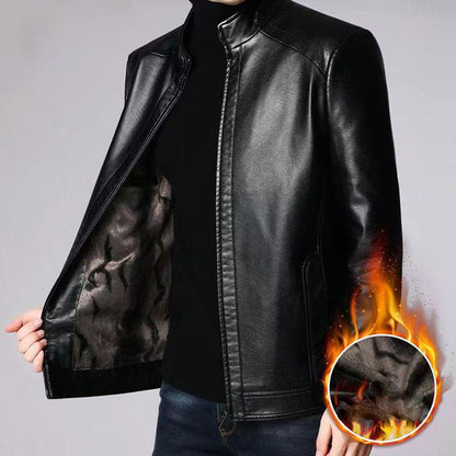 Veste Chaude en Cuir avec Doublure en Peluche pour Homme