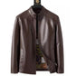 Veste Chaude en Cuir avec Doublure en Peluche pour Homme