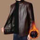Veste Chaude en Cuir avec Doublure en Peluche pour Homme