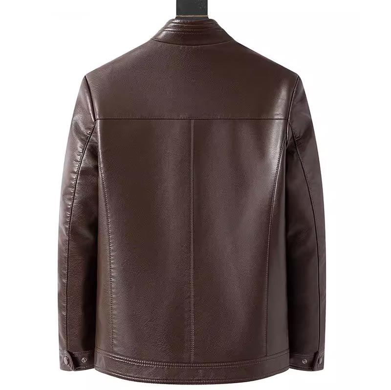 Veste Chaude en Cuir avec Doublure en Peluche pour Homme