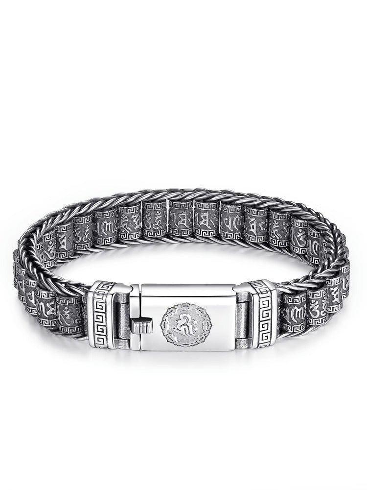 Bracelet Roue de Prière Tibétaine en Argent 925 – Porte-Bonheur Spirituel & Cadeau Élégant