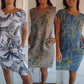 🍀Robe à Col Rond à Imprimé Botanique – Vente de Printemps – Tissu Léger, Motif Naturel & Coupe Décontractée🌸