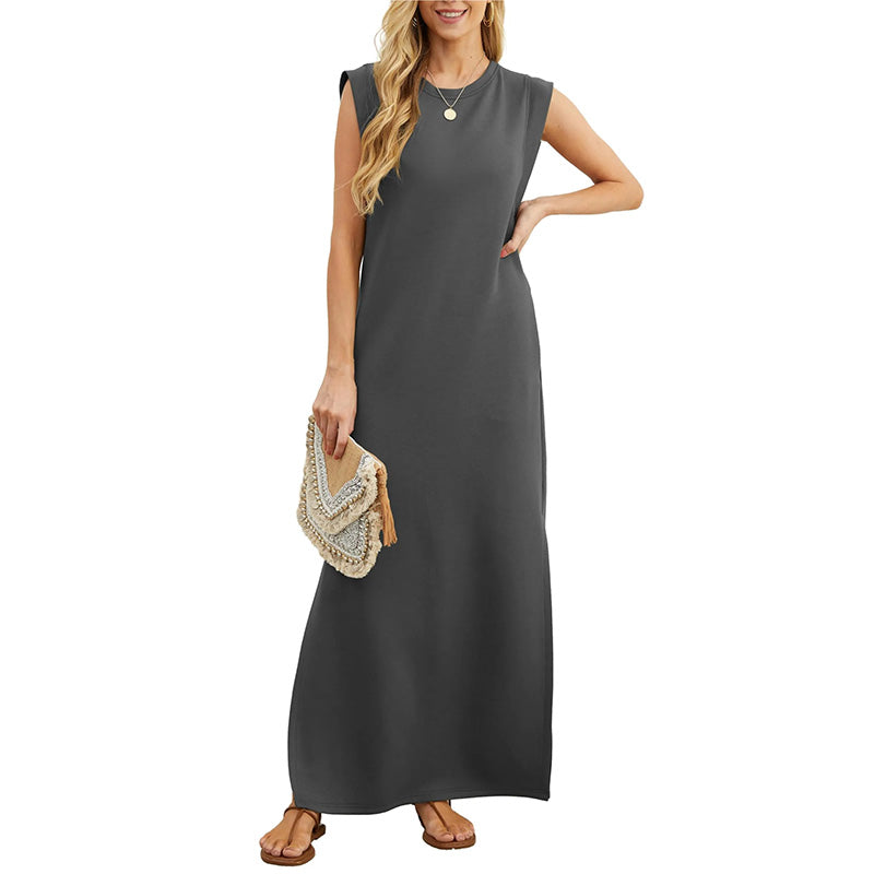 👗50% DE RÉDUCTION ! ✨ Robe longue ample avec fente – Sans plis, Tissu fluide & Silhouette élégante 💃