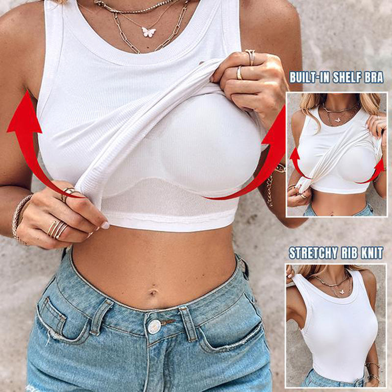 👗 50% DE RÉDUCTION 🔥 Débardeur côtelé avec soutien-gorge intégré – Coupe gainante & confort ultime – 6 couleurs – parfait sous une veste ou porté seul pour un look chic et pratique 👙