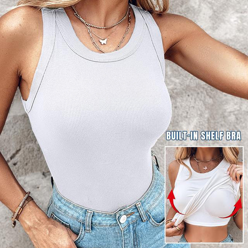 👗 50% DE RÉDUCTION 🔥 Débardeur côtelé avec soutien-gorge intégré – Coupe gainante & confort ultime – 6 couleurs – parfait sous une veste ou porté seul pour un look chic et pratique 👙