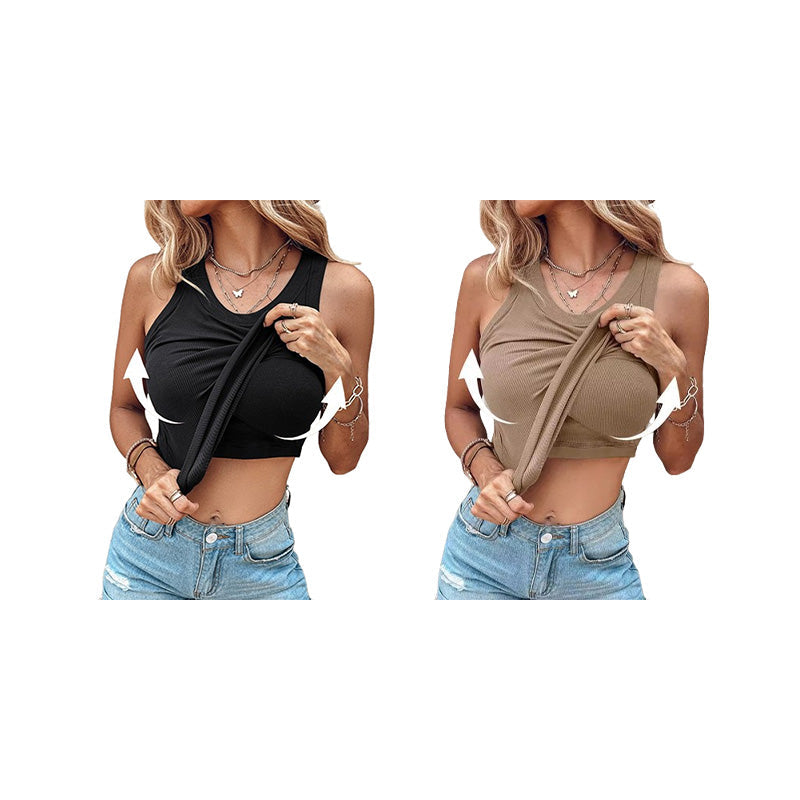 👗 50% DE RÉDUCTION 🔥 Débardeur côtelé avec soutien-gorge intégré – Coupe gainante & confort ultime – 6 couleurs – parfait sous une veste ou porté seul pour un look chic et pratique 👙