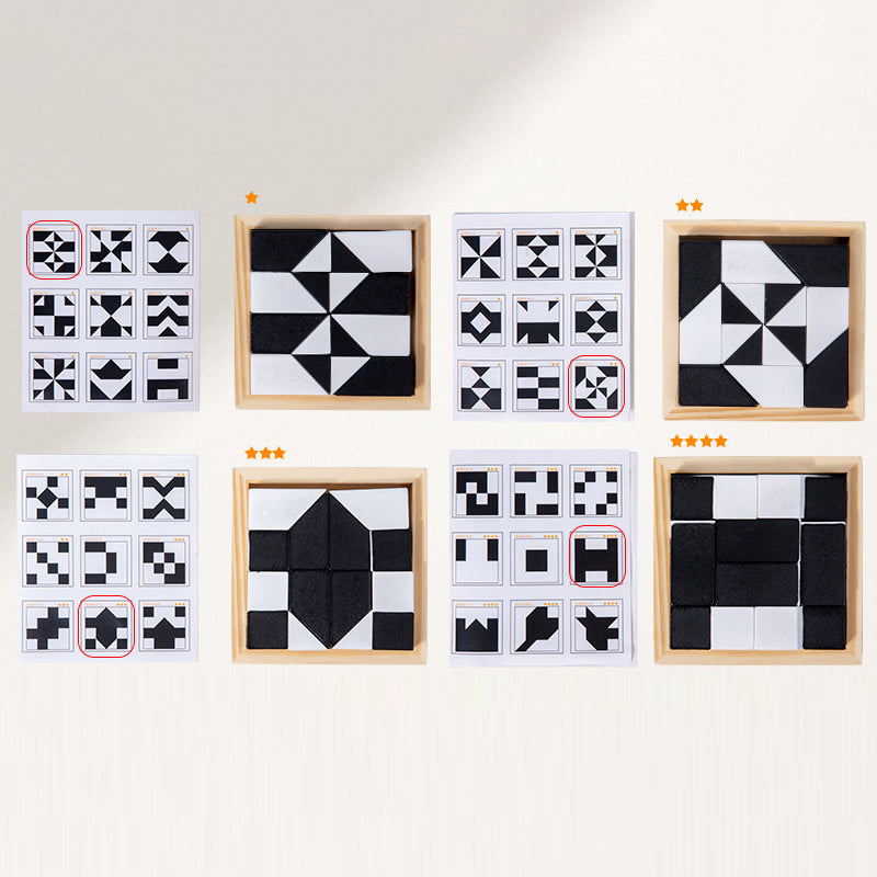🌸Jeu de puzzle éducatif créatif pour enfants en noir et blanc