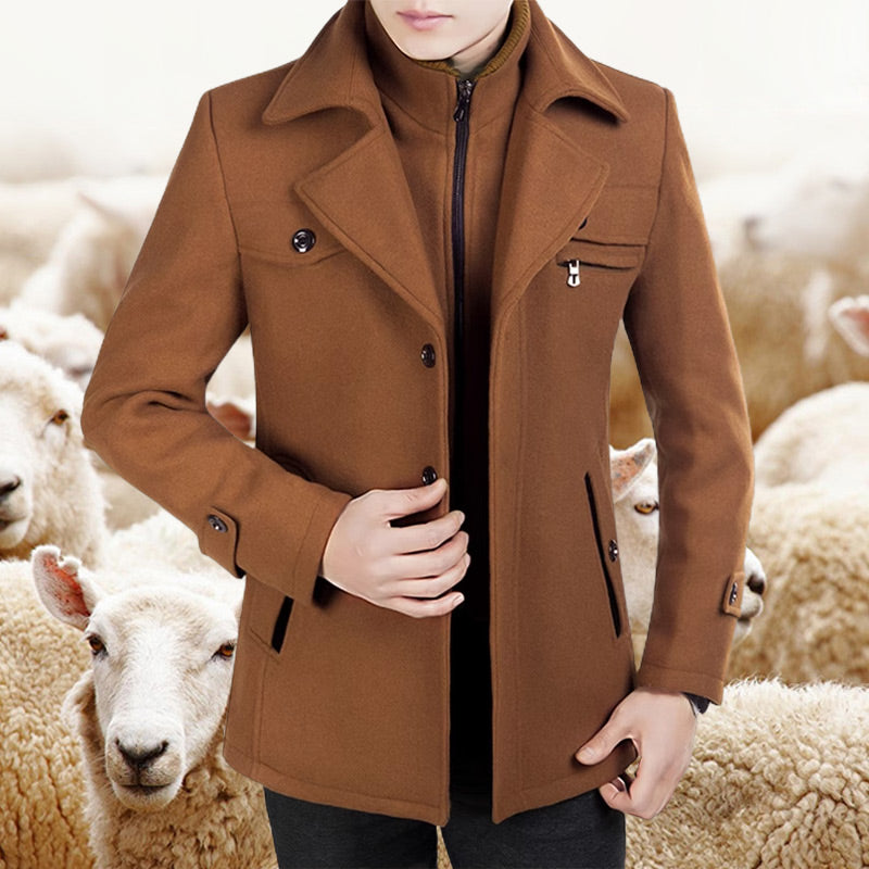 🔈50% DE RÉDUCTION!🧥MANTEAU HOMME DOUBLE COL🍂Laine Chaude Premium, Coupe Moderne pour Automne-Hiver, Style Élégant Intemporel✨
