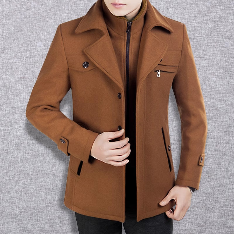 🔈50% DE RÉDUCTION!🧥MANTEAU HOMME DOUBLE COL🍂Laine Chaude Premium, Coupe Moderne pour Automne-Hiver, Style Élégant Intemporel✨
