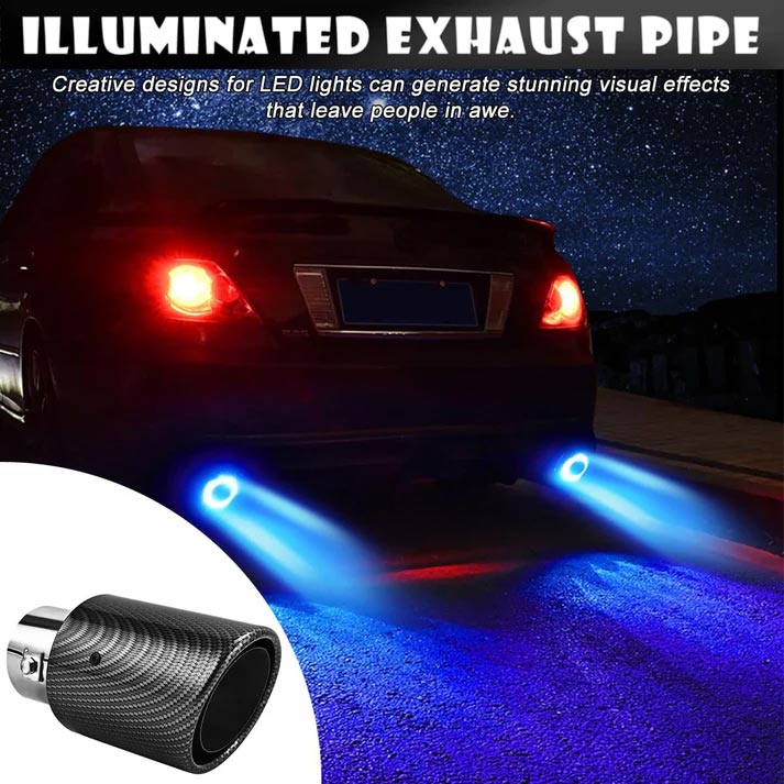 🚗 50% DE RÉDUCTION! 🔥 Embout d'échappement LED – Effet flamme, fibre de carbone & universel 💨