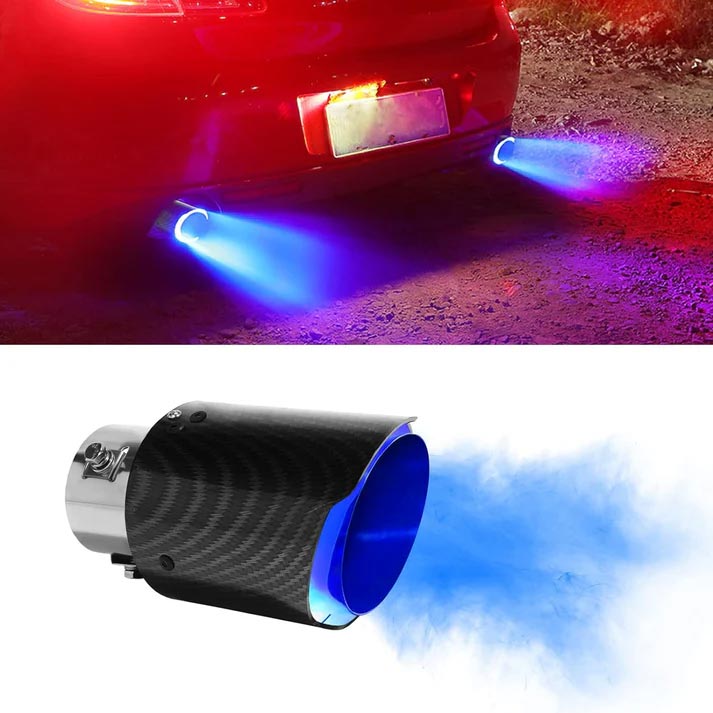 🚗 50% DE RÉDUCTION! 🔥 Embout d'échappement LED – Effet flamme, fibre de carbone & universel 💨
