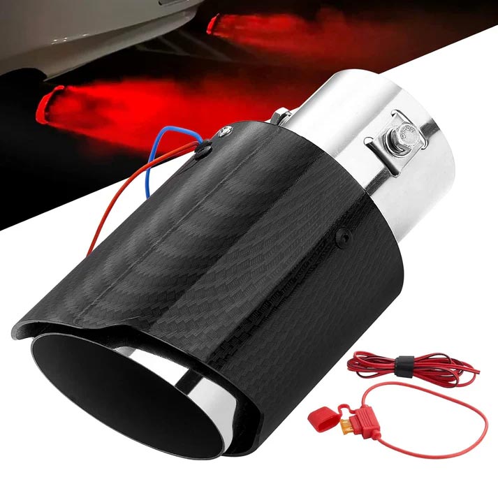 🚗 50% DE RÉDUCTION! 🔥 Embout d'échappement LED – Effet flamme, fibre de carbone & universel 💨