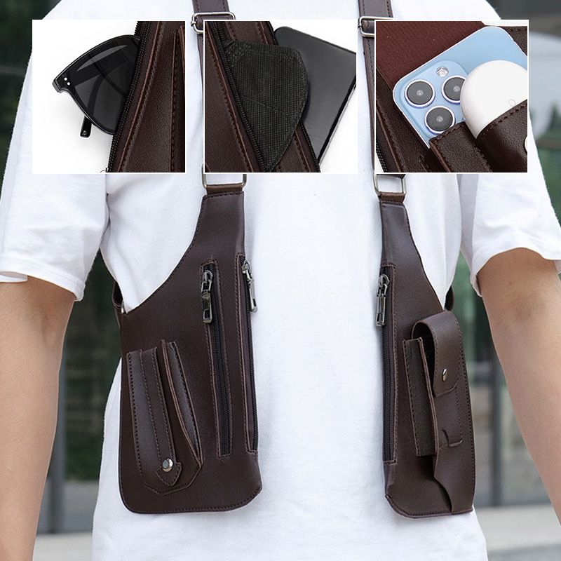 Sac à Bandoulière en Cuir de Qualité Supérieure pour Hommes et Femmes - Multipoches Antivol