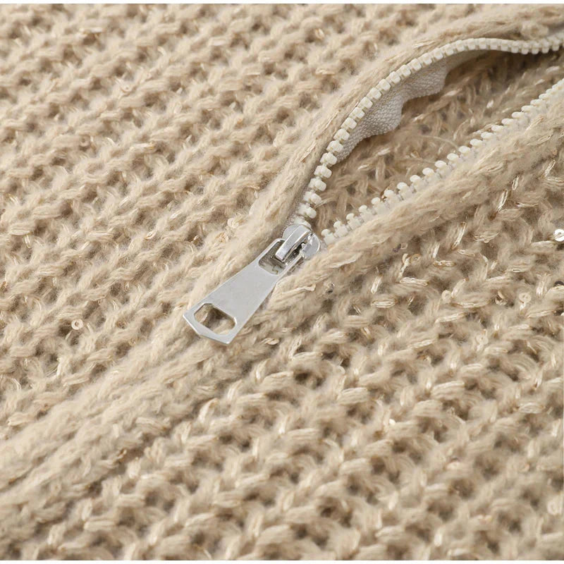 ❄️Rabais saisonnier 50%❄️Knitted Sweater Jacket With Monochromatic Sequins