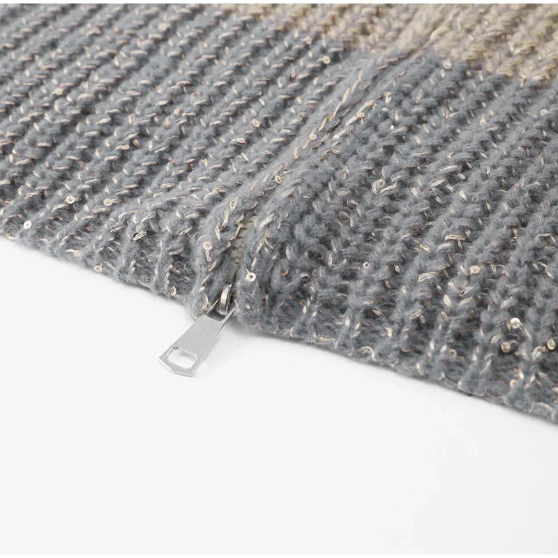 ❄️Rabais saisonnier 50%❄️Knitted Sweater Jacket With Monochromatic Sequins