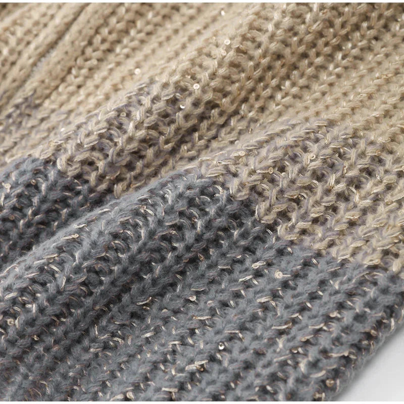 ❄️Rabais saisonnier 50%❄️Knitted Sweater Jacket With Monochromatic Sequins