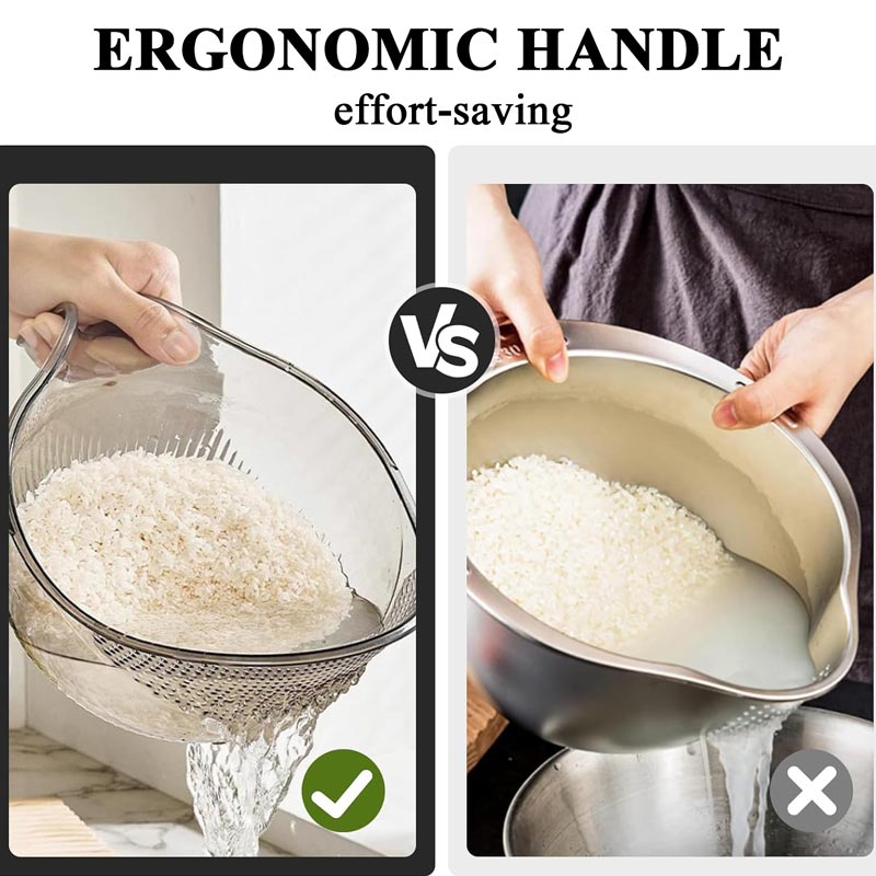 🍚 57% DE RÉDUCTION ! 🥣 Passoire-bol multifonction pour le riz avec poignée – Passoire intégrée, poignée antidérapante, idéale pour laver, égoutter et servir du riz et des légumes 🥗