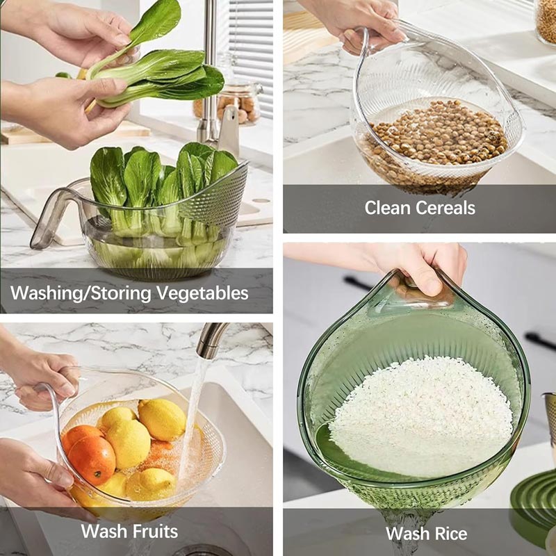 🍚 57% DE RÉDUCTION ! 🥣 Passoire-bol multifonction pour le riz avec poignée – Passoire intégrée, poignée antidérapante, idéale pour laver, égoutter et servir du riz et des légumes 🥗