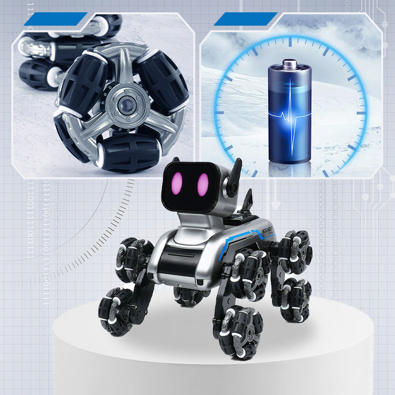 🔥Offre Spéciale✨Robot Chien Acrobatique 8 Roues🐾Détection Gestuelle, 360° Cascades, Lumières LED et Musique🤖
